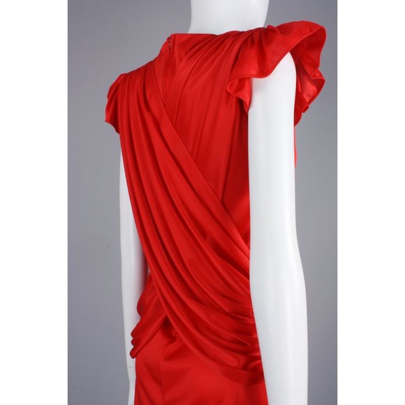 S Vintage 80s Draped Back BodyCon Dress - Picture 7 of 8